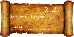 Krajcsik Larion névjegykártya